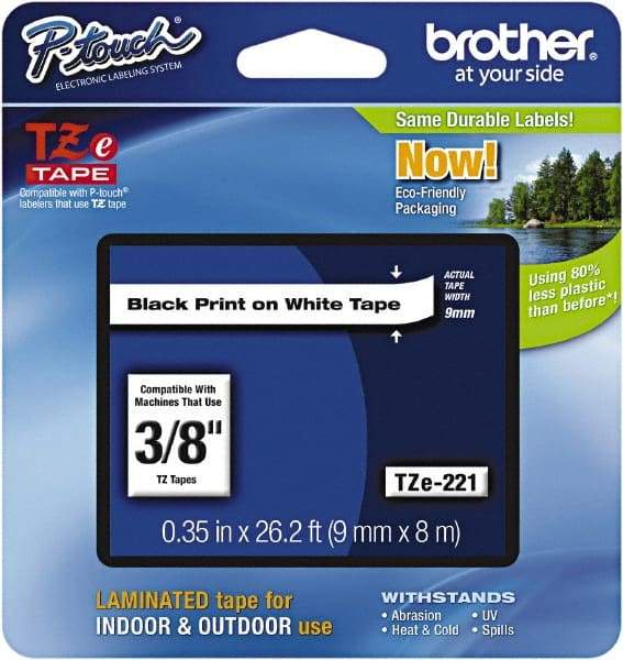 Brother - 3/8" Wide x 314.4" Long, White Plastic/Paper Tape Cassette - For Label Maker - A1 Tooling