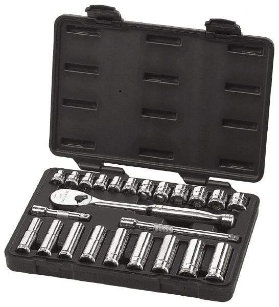 GearWrench - 24 Piece 3/8" Drive Deep Well Socket Set - 6, 12 Points, 10mm to 19mm Range, Metric Measurement Standard - A1 Tooling