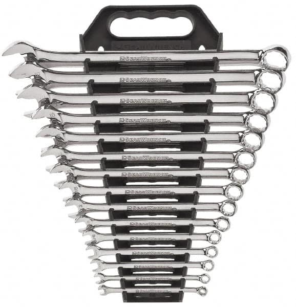 GearWrench - 15 Piece, 1/4" to 1", 12 Point Combination Wrench Set - Inch Measurement Standard, Full Polish Finish, Comes in Plastic Rack - A1 Tooling