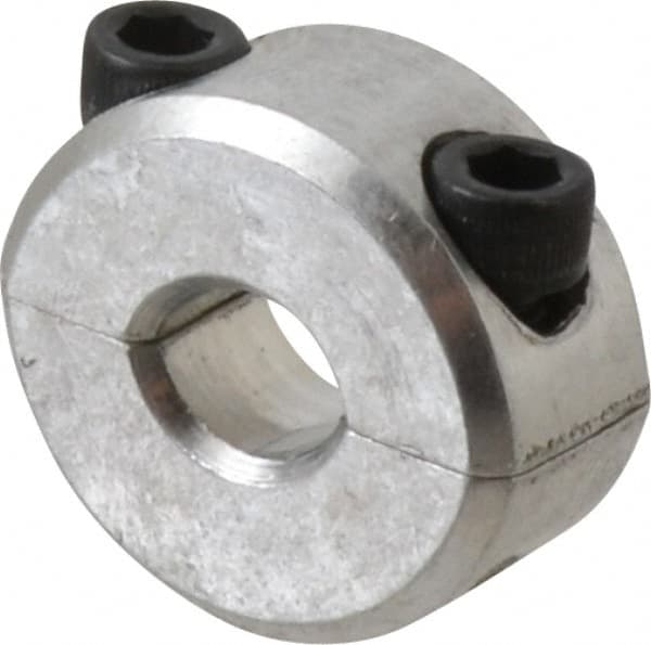 Climax Metal Products - 1/4" Bore, Aluminum, Two Piece Two Piece Split Shaft Collar - 11/16" Outside Diam, 5/16" Wide - A1 Tooling