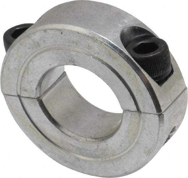 Climax Metal Products - 13/16" Bore, Aluminum, Two Piece Two Piece Split Shaft Collar - 1-5/8" Outside Diam, 1/2" Wide - A1 Tooling