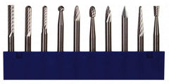 M.A. Ford - 10 Piece, 1/8" Shank Burr Set - Tungsten Carbide, Multiple Head Shape - A1 Tooling