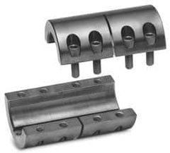 Climax Metal Products - 25mm Inside x 45mm Outside Diam, Metric Two Piece Clamping Rigid Coupling with Keyway - 75mm Long x 8mm Keyway Width x 3.3mm Keyway Depth - A1 Tooling