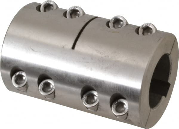 Climax Metal Products - 30mm Inside x 53mm Outside Diam, Metric Two Piece Clamping Rigid Coupling with Keyway - 83mm Long x 10mm Keyway Width x 3.3mm Keyway Depth - A1 Tooling