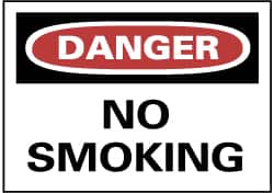 NMC - "Danger - No Smoking", 10" Long x 14" Wide, Rigid Plastic Safety Sign - Rectangle, 0.05" Thick, Use for Accident Prevention - A1 Tooling