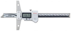 Mitutoyo - 0" to 6" Stainless Steel Electronic Depth Gage - 0.02mm Accuracy, 0.01mm Resolution, 100mm Base Length - A1 Tooling