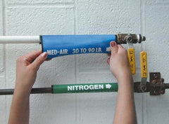 NMC - Pipe Marker with Boiler Feed Water Legend and Arrow Graphic - 10 to 10" Pipe Outside Diam, White on Green - A1 Tooling