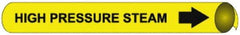 NMC - Pipe Marker with High Pressure Steam Legend and Arrow Graphic - 10 to 10" Pipe Outside Diam, Black on Yellow - A1 Tooling