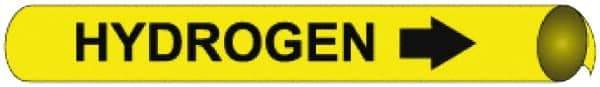 NMC - Pipe Marker with Hydrogen Legend and Arrow Graphic - 10 to 10" Pipe Outside Diam, Black on Yellow - A1 Tooling