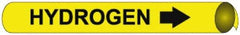 NMC - Pipe Marker with Hydrogen Legend and Arrow Graphic - 10 to 10" Pipe Outside Diam, Black on Yellow - A1 Tooling