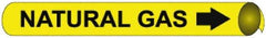 NMC - Pipe Marker with Natural Gas Legend and Arrow Graphic - 10 to 10" Pipe Outside Diam, Black on Yellow - A1 Tooling