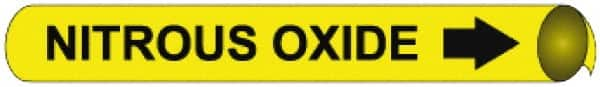 NMC - Pipe Marker with Nitrous Oxide Legend and Arrow Graphic - 10 to 10" Pipe Outside Diam, Black on Yellow - A1 Tooling