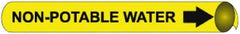 NMC - Pipe Marker with Non-Potable Water Legend and Arrow Graphic - 10 to 10" Pipe Outside Diam, Black on Yellow - A1 Tooling