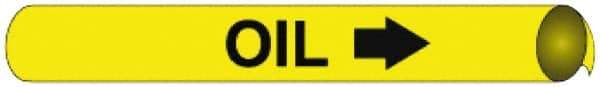 NMC - Pipe Marker with Oil Legend and Arrow Graphic - 10 to 10" Pipe Outside Diam, Black on Yellow - A1 Tooling