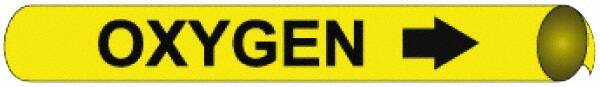 NMC - Pipe Marker with Oxygen Legend and Arrow Graphic - 10 to 10" Pipe Outside Diam, Black on Yellow - A1 Tooling