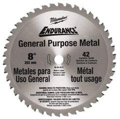 Milwaukee Tool - 8" Diam, 42 Tooth Wet & Dry Cut Saw Blade - Carbide-Tipped, Standard Round Arbor - A1 Tooling