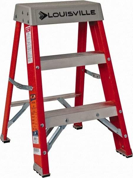 Louisville - 2 Steps, 2' High, Type IA Rating, Fiberglass Step Ladder - 300 Lb Capacity, 17" Base Width - A1 Tooling