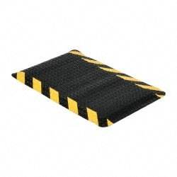 Wearwell - 3' Long x 2' Wide, Dry Environment, Anti-Fatigue Matting - Black with Yellow Chevron Borders, Vinyl with Nitrile Blend Base, Beveled on 4 Sides - A1 Tooling