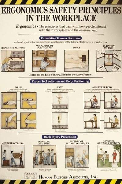 NMC - 24" Wide x 36" High Laminated Paper Ergonomics Information Poster - English - A1 Tooling