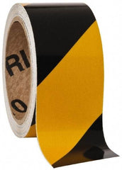 NMC - Black & Yellow Striped Vinyl Tape - 2" Wide x 30' Long x 0.002" Thick, General Traffic - A1 Tooling