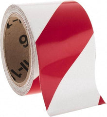 NMC - Red & Silver Striped Vinyl Tape - 3" Wide x 30' Long x 0.002" Thick, General Traffic - A1 Tooling