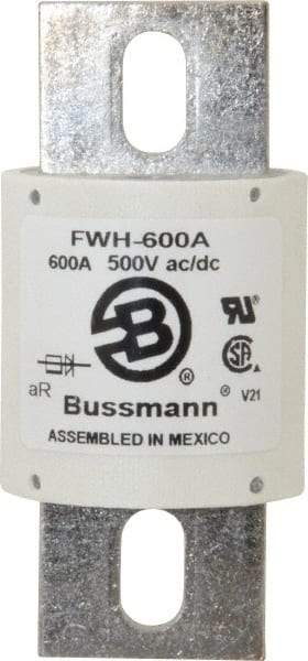 Cooper Bussmann - 500 VAC/VDC, 600 Amp, Fast-Acting Semiconductor/High Speed Fuse - Bolt-on Mount, 4-15/32" OAL, 200 (RMS Symmetrical), 50 at DC kA Rating, 2" Diam - A1 Tooling