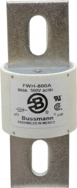 Cooper Bussmann - 500 VAC/VDC, 800 Amp, Fast-Acting Semiconductor/High Speed Fuse - Bolt-on Mount, 6-15/32" OAL, 200 (RMS Symmetrical), 50 at DC kA Rating, 2-1/2" Diam - A1 Tooling