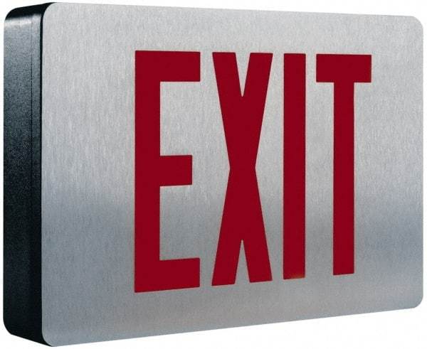 Cooper Lighting - 2 Face, 0.98, 1.04 Watt, Black, Aluminum, LED, Illuminated Exit Sign - 120/277 VAC, Nickel Cadmium, Surface Mounted, 12-5/8 Inch Long x 2-1/4 Inch Wide x 8-1/4 Inch High - A1 Tooling