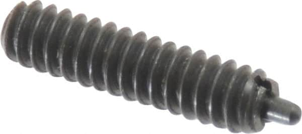 Gibraltar - 6-32, 17/32" Thread Length, 1/16" Plunger Projection, Steel Threaded Spring Plunger - 0.045" Max Plunger Diam, 17/32" Plunger Length, 0.5 Lb Init End Force, 1.5 Lb Final End Force - A1 Tooling