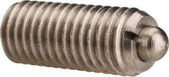 Gibraltar - M12 x 1.75, 1.102" Thread Length, 0.157" Plunger Projection, Stainless Steel Threaded Spring Plunger - 0.236" Max Plunger Diam, 1.102" Plunger Length, 2.25 Lb Init End Force, 12.36 Lb Final End Force - A1 Tooling