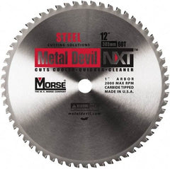 M.K. MORSE - 12" Diam, 1" Arbor Hole Diam, 60 Tooth Wet & Dry Cut Saw Blade - Steel, Standard Round Arbor - A1 Tooling