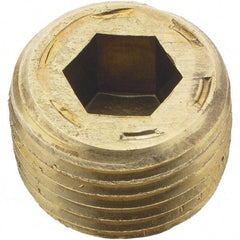 Holo-Krome - 1/2-14, 17/32" OAL, Brass Socket Pressure Plug - 7/8" Taper per Foot, 3/8" Hex Key - A1 Tooling