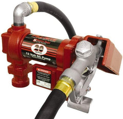 Tuthill - 20 GPM, 1" Hose Diam, DC High Flow Tank Pump with Manual Nozzle - 1" Inlet, 1" Outlet, 12 Volts, 12' Hose Length, 1/4 hp - A1 Tooling