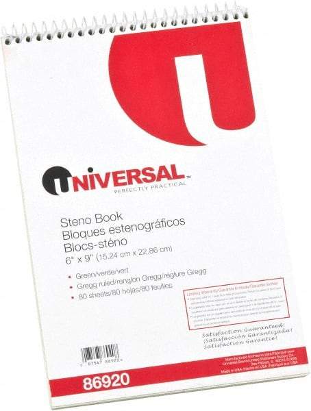 UNIVERSAL - 80 Sheet, 6 x 9", Steno Book - Green - A1 Tooling