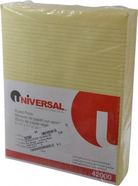 UNIVERSAL - 50 Sheet, 8-1/2 x 11", Glue Top Ruled Writing Pad - Canary - A1 Tooling