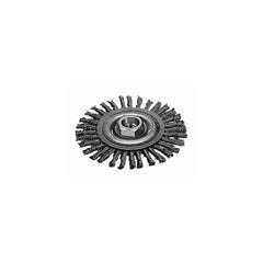 Wheel Brush: 4″ Wheel Dia, Stringer Bead 5/8″ Hole, Steel, 12,000 RPM