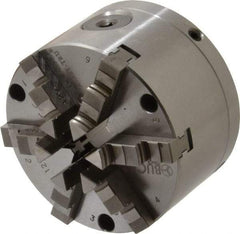 Buck Chuck Company - 6 Jaws, 4" Diam, Self Centering Manual Lathe Chuck - Front Mount, Adjustable, 4,725 Max RPM, 1.04" Through Hole Diam, Forged Steel - A1 Tooling