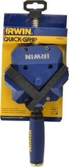 Irwin - Fixed Angle, 2 Axes, 2-3/8" Jaw Height, 3" Max Capacity, Angle & Corner Clamp - 90° Clamping Angle, 3" Throat Depth - A1 Tooling