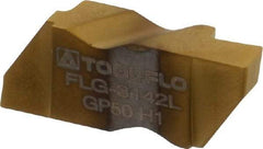 Tool-Flo - 3142FLG Grade GP50, 3.61mm Cutting Width Carbide Grooving Insert - 4.57mm Max Depth of Cut, Left Hand, 0.005 to 0.01" Corner Radius, TiN Finish - A1 Tooling