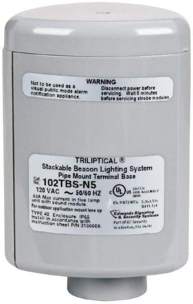 Edwards Signaling - Flashing and Steady, Stackable Tower Light Base Unit - 120 VAC, 0.60 Amp, IP54, IP65 Ingress Rating, 3R, 4X NEMA Rated, Pipe Mount - A1 Tooling