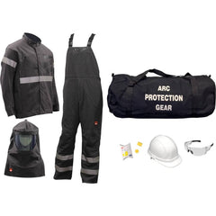 Size 3X-Large, 9.2 Arc Flashing Clothing Kit Includes Premium Gore Pyrad Jacket and Bib, Hood, Face Shield, Bracket, Hard Cap, Ear Plugs, Safety Glasses & Gear Bag