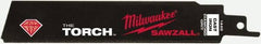 Milwaukee Tool - 6" Long, Steel Reciprocating Saw Blade - Straight Profile, Continuous Edge, Tang Shank - A1 Tooling