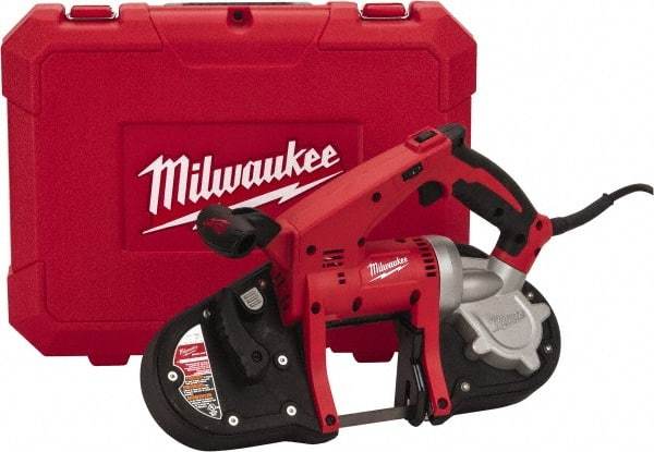 Milwaukee Tool - 120 Volt, Electric Handheld Bandsaw - 8 Ft. Cord Length, 3-1/4 Inch (Round) and 3-1/4 x 3-1/4 Inch (Rectangular) Depth of Cut, 200 and 360 SFPM, 7 Amp - A1 Tooling