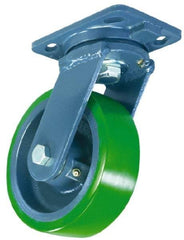 Hamilton - 8" Diam x 2" Wide x 9-1/2" OAH Top Plate Mount Swivel Caster - Phenolic, 1,400 Lb Capacity, Roller Bearing, 4 x 5" Plate - A1 Tooling