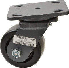 Hamilton - 4" Diam x 2" Wide x 5-5/8" OAH Top Plate Mount Swivel Caster - Phenolic, 800 Lb Capacity, Roller Bearing, 4 x 5" Plate - A1 Tooling