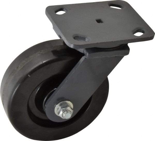 Hamilton - 6" Diam x 2" Wide x 7-1/2" OAH Top Plate Mount Swivel Caster - Phenolic, 1,200 Lb Capacity, Roller Bearing, 4 x 5" Plate - A1 Tooling