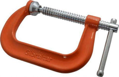 Gibraltar - Regular-Duty 4" Max Opening, 3-1/4" Throat Depth, Forged Steel Standard C-Clamp - 6,200 Lb Capacity, 0" Min Opening, Deep Throat - A1 Tooling