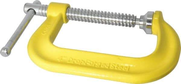 Gibraltar - Regular-Duty 4" Max Opening, 3-1/4" Throat Depth, Forged Steel Standard C-Clamp - 6,200 Lb Capacity, 0" Min Opening, Deep Throat - A1 Tooling