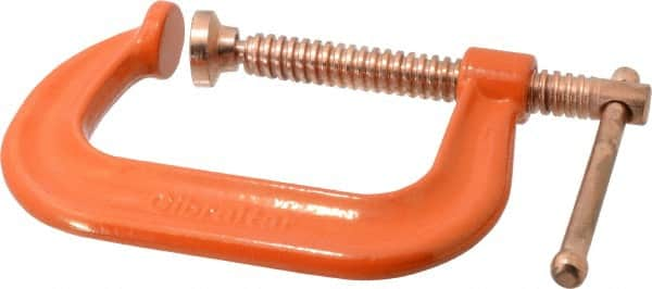 Gibraltar - Regular-Duty 4" Max Opening, 3-1/4" Throat Depth, Forged Steel Standard C-Clamp - 6,200 Lb Capacity, 0" Min Opening, Deep Throat, Copper Plated Screw - A1 Tooling