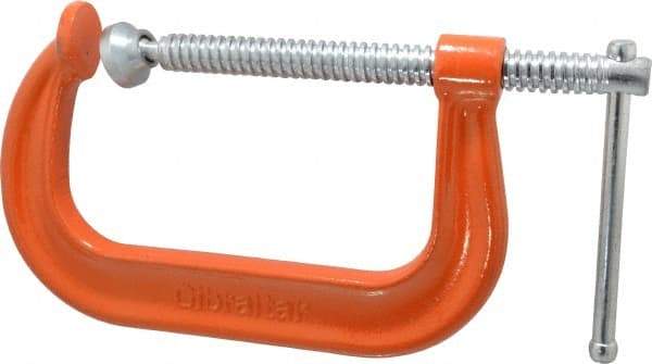 Gibraltar - Regular-Duty 6" Max Opening, 3-1/4" Throat Depth, Forged Steel Standard C-Clamp - 6,600 Lb Capacity, 0" Min Opening, Deep Throat - A1 Tooling